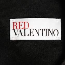 Pre Owned RED Valentino Black Floral Printed Synthetic Flared Dress S