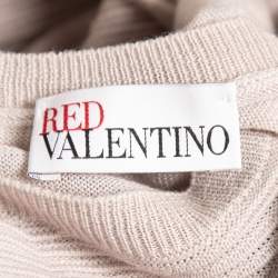 Pre Owned RED Valentino Grey Wool Knit Lace Trim Ruffled Dress L