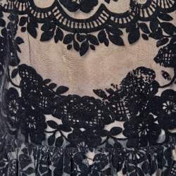 Pre Owned RED Valentino Black Flocked Silk Sleeveless Mini Dress S