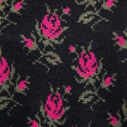 Pre Owned RED Valentino Black Rose Patterned Knit Turtleneck Sweater M