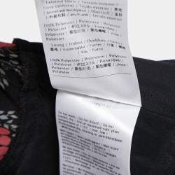 Pre Owned RED Valentino Black Floral Printed Plisse Chiffon Maxi Dress M