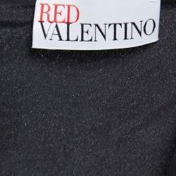 Pre Owned RED Valentino Black Floral Printed Plisse Chiffon Maxi Dress M