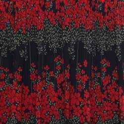 Pre Owned RED Valentino Black Floral Printed Plisse Chiffon Maxi Dress M