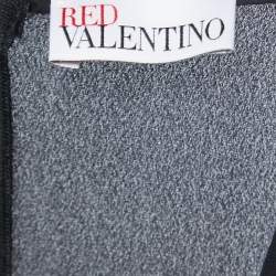 Pre Owned RED Valentino Black Pleated Crepe Bow-Detail Maxi Dress M