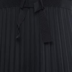 Pre Owned RED Valentino Black Pleated Crepe Bow-Detail Maxi Dress M