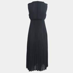 Pre Owned RED Valentino Black Pleated Crepe Bow-Detail Maxi Dress M