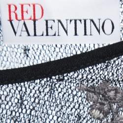 Pre Owned RED Valentino Black Floral Embroidered Lace Blouse M