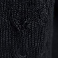 Red Valentino Black Cable Knit Optical Ruffle Jumper L