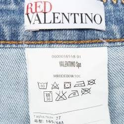 Pre Owned RED Valentino Blue Denim Scallop Trim Jeans S Waist 30"