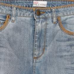 Pre Owned RED Valentino Blue Denim Scallop Trim Jeans S Waist 30"