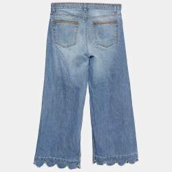 Pre Owned RED Valentino Blue Denim Scallop Trim Jeans S Waist 30"