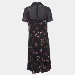 Pre Owned RED Valentino Black Floral Printed Chiffon Dress M