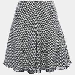 RED Valentino Black Houndstooth Patterned Wool Lace Trim Mini Skirt M