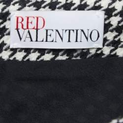 RED Valentino Black Houndstooth Patterned Wool Lace Trim Mini Skirt M