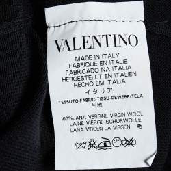 RED Valentino Black Virgin Wool Embellished Shoulder Detail Cardigan M