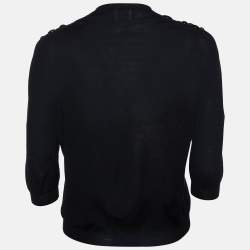 RED Valentino Black Virgin Wool Embellished Shoulder Detail Cardigan M