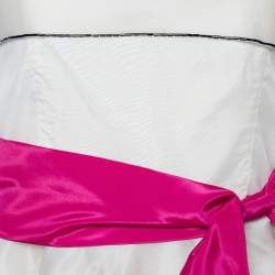 Pre Owned RED Valentino Cream Silk Bead Embellished Tiered Mini Dress M