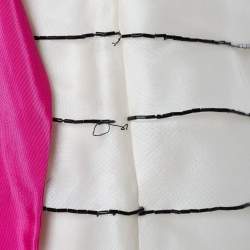 Pre Owned RED Valentino Cream Silk Bead Embellished Tiered Mini Dress M