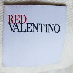 Pre Owned RED Valentino Cream Silk Bead Embellished Tiered Mini Dress M