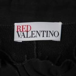 Pre Owned RED Valentino Black Crepe and Net Mock Neck Long Sleeve Blouse L