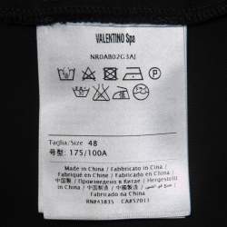 Pre Owned RED Valentino Black Crepe and Net Mock Neck Long Sleeve Blouse L