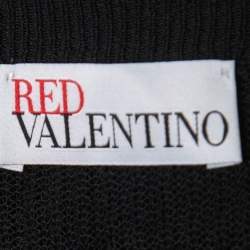 RED Valentino Black Open Knit Ruffled Pullover XL
