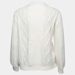 RED Valentino White Cable Knit Lace Detail Sweater M