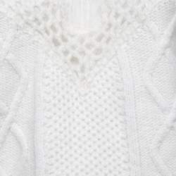 RED Valentino White Cable Knit Lace Detail Sweater M