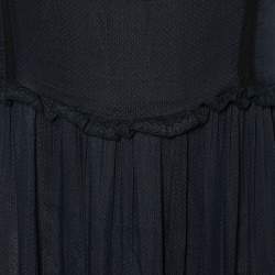 Pre Owned RED Valentino Black Chiffon & Lace Trim Off Shoulder Maxi Dress M