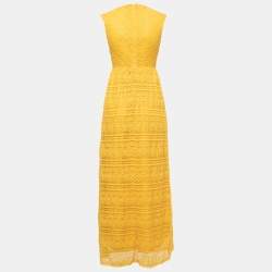 RED Valentino Yellow Knit Sleeveless A-Line Maxi Dress S