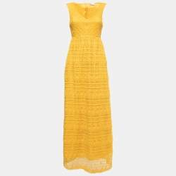 RED Valentino Yellow Knit Sleeveless A-Line Maxi Dress S