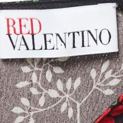 Pre Owned RED Valentino Black Floral Printed Crepe Ruffled Sleeve Maxi Dress M