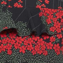 Pre Owned RED Valentino Black Floral Printed Crepe Ruffled Sleeve Maxi Dress M