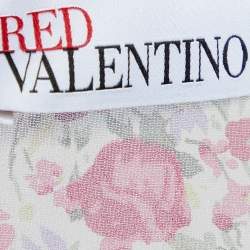 RED Valentino Beige Floral Printed Silk Lace Trim Detail Maxi Dress M