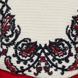 RED Valentino Cream Embroidered Cotton Knit Waist Tie Detail Sweater M