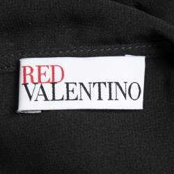 Pre Owned RED Valentino Black Floral Embroidered Georgette Long Sleeve Mini Dress S