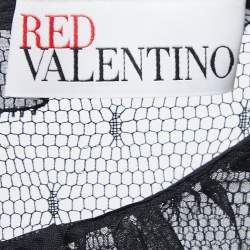 Pre Owned RED Valentino Black Mesh Tiered Full Sleeve Maxi Dress S