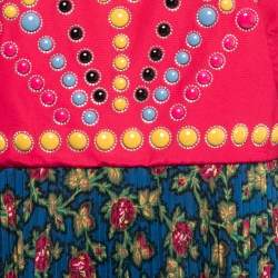 Pre Owned RED Valentino Multicolor Embellished Floral Print Crepe Long Sleeve Midi Dress M