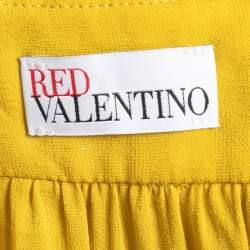 Pre Owned RED Valentino Yellow Crepe Bow Detailed Sleeveless Blouse M