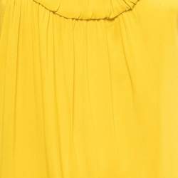 Pre Owned RED Valentino Yellow Crepe Bow Detailed Sleeveless Blouse M