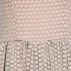 RED Valentino Pink/Black Lace Velvet Trimmed Strappy Mini Dress M