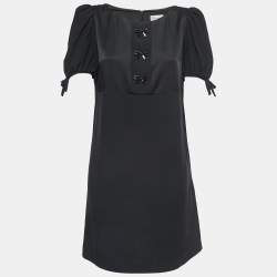 Pre Owned RED Valentino Black Crepe Bow Embellished Mini Dress M