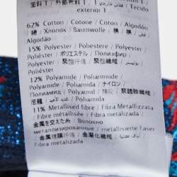 Pre Owned RED Valentino Blue Floral Patterned Metallic Jacquard High Waist Shorts S