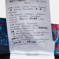 Pre Owned RED Valentino Blue Floral Patterned Metallic Jacquard High Waist Shorts S
