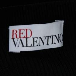 Pre Owned RED Valentino Black Ribbed Knit Button Detail Top S