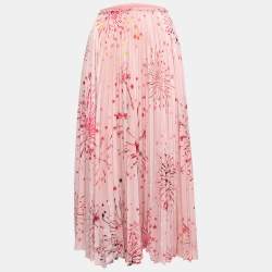RED Valentino Pink Fireworks Printed Pleated Midi Skirt M