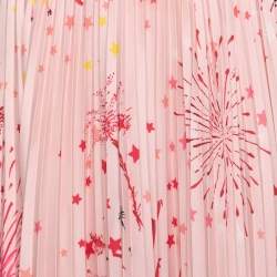 RED Valentino Pink Fireworks Printed Pleated Midi Skirt M