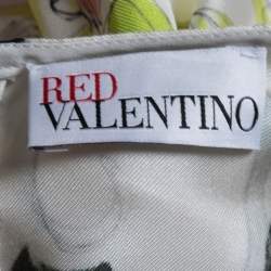 RED Valentino White Printed Silk Button Back Sleeveless Top M