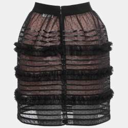 RED Valentino Black Dotted Tulle Ruffled Mini Skirt M