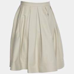 RED Valentino Beige Cotton Pleated Mini Skirt S